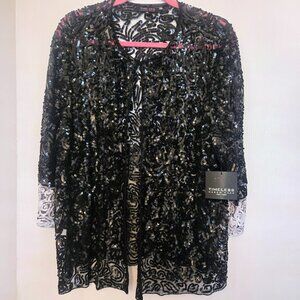 Timeless by Naeem Khan black sequin cardigan Size 18 NWT